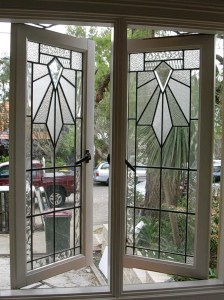 Art Deco leadlight with fan design