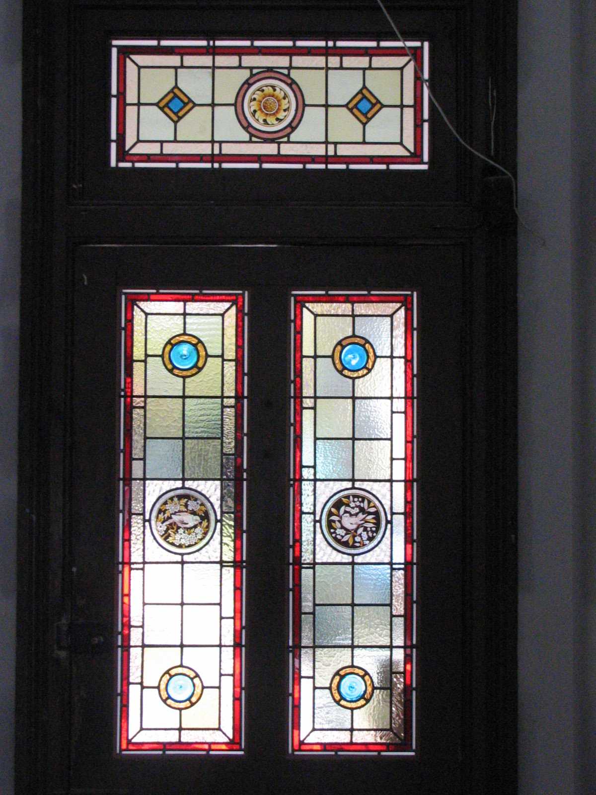 Double borders with painted motif and turquoise rondels